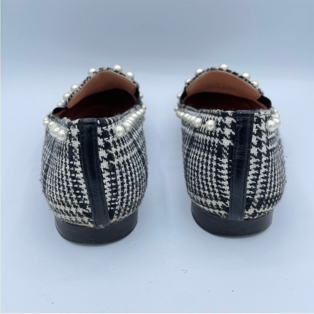 EUC J Crew Black and White Twwed Loafers with Faux Pearls - Picture 6 of 12